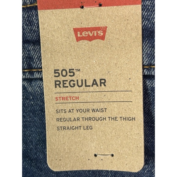 Levi's 505 Regular Fit Stretch Straight Leg Men's‎ 34x30 Blue Denim Jeans - NWT - Picture 4 of 4